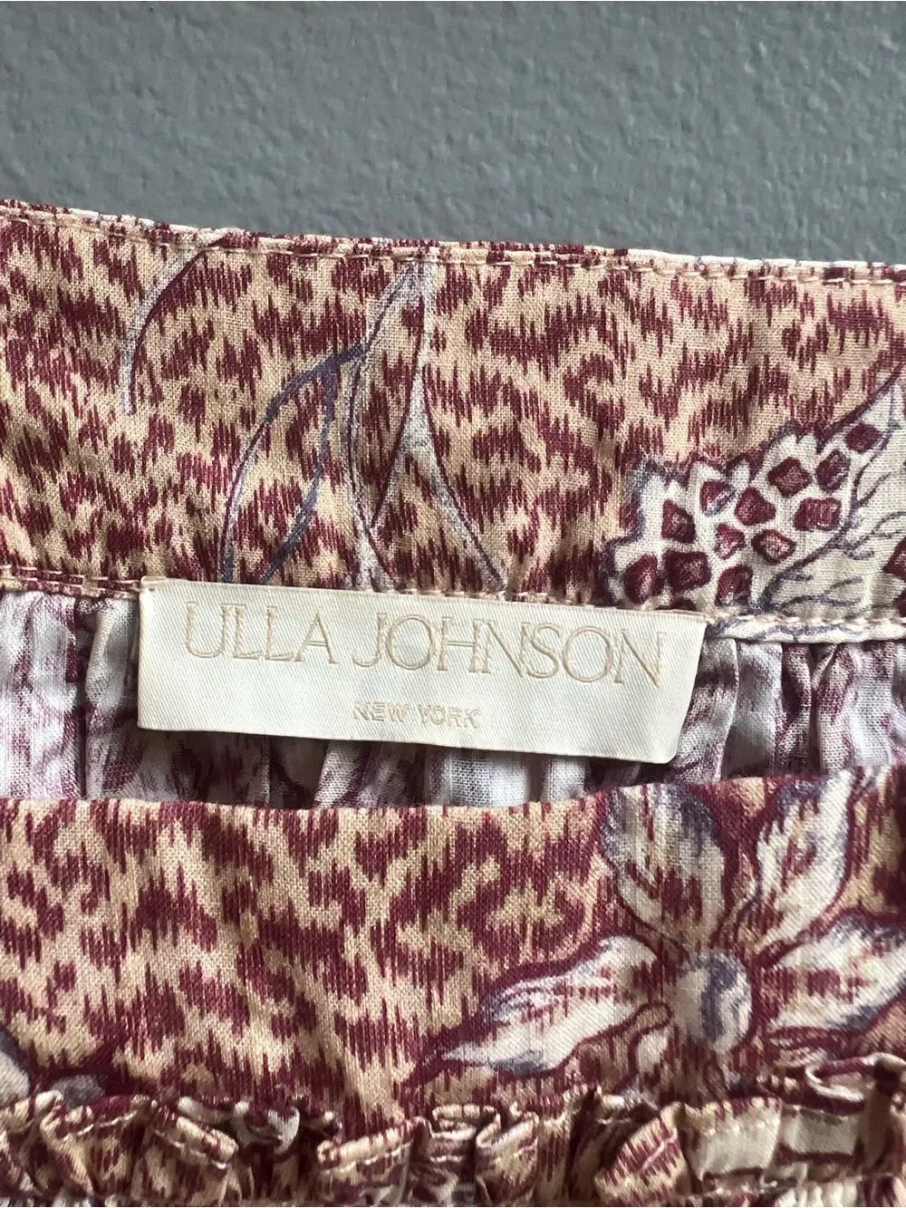 Ulla Johnson Warner Blouse Meadow Puff Sleeve Ruffle Stretch Waist Size 12